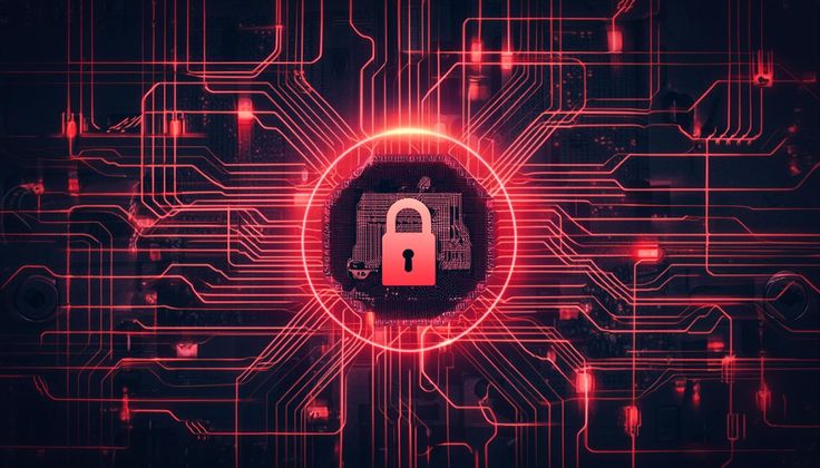كيف تحمي نفسك رقميًا؟ دليل الأمن السيبراني للمستخدم العادي central security lock on digital circuit cyber protection core red encryption shield (1)